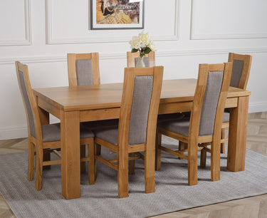 Dakota Large Oak Dining Table with 6 Stanford Oak Chairs