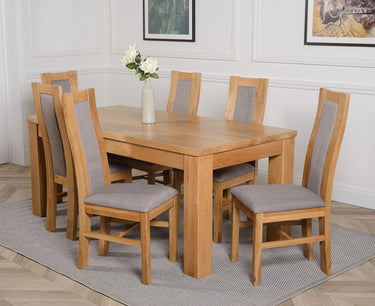 Dakota Large Oak Dining Table with 6 Stanford Oak Chairs