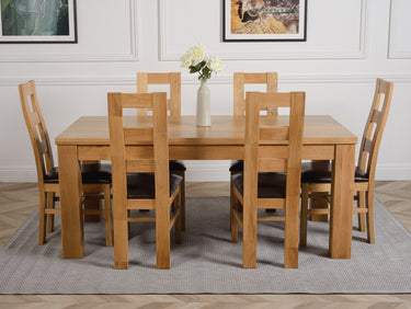 Dakota Large Oak Dining Table with 6 Yale Oak Chairs