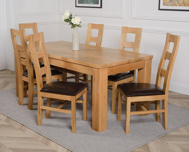 Dakota Large Oak Dining Table with 6 Yale Oak Chairs