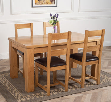 Dakota Medium Oak Dining Table with 4 Lincoln Oak Chairs
