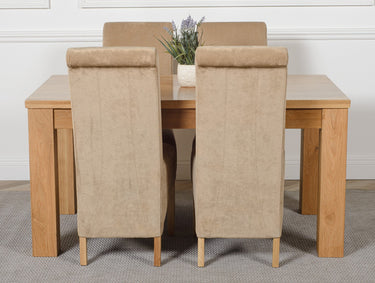 Dakota Medium Oak Dining Table with 4 Montana Beige Fabric Chairs