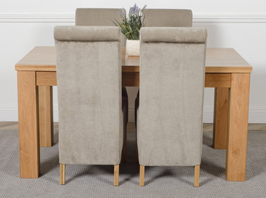 Dakota Medium Oak Dining Table with 4 Montana Grey Fabric Chairs