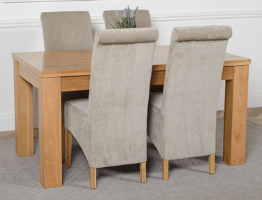 Dakota Medium Oak Dining Table with 4 Montana Grey Fabric Chairs