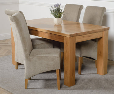 Dakota Medium Oak Dining Table with 4 Montana Grey Fabric Chairs