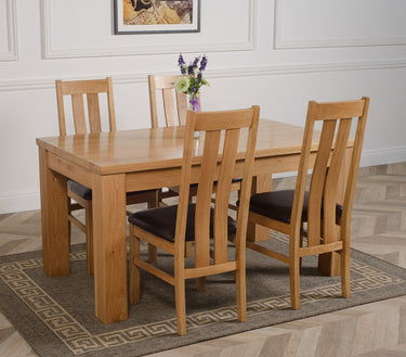 Dakota Medium Oak Dining Table with 4 Princeton Oak Chairs