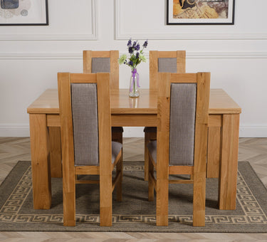 Dakota Medium Oak Dining Table with 4 Stanford Oak Chairs