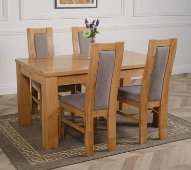 Dakota Medium Oak Dining Table with 4 Stanford Oak Chairs