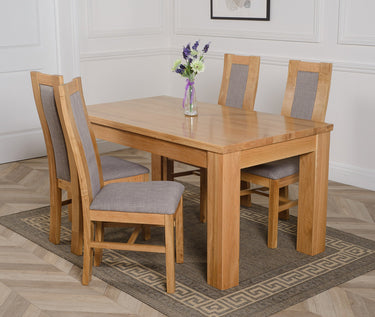 Dakota Medium Oak Dining Table with 4 Stanford Oak Chairs