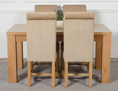 Dakota Medium Oak Dining Table with 4 Washington Beige Fabric Chairs