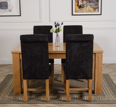 Dakota Medium Oak Dining Table with 4 Washington Black Fabric Chairs