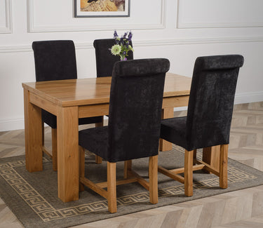 Dakota Medium Oak Dining Table with 4 Washington Black Fabric Chairs