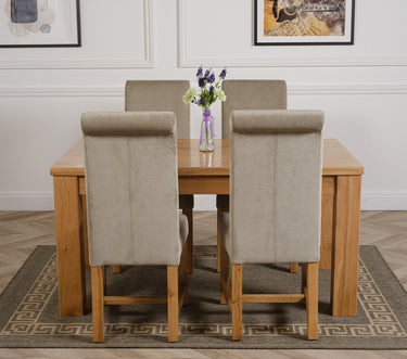 Dakota Medium Oak Dining Table with 4 Washington Grey Fabric Chairs
