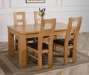 Dakota Medium Oak Dining Table with 4 Yale Oak Chairs