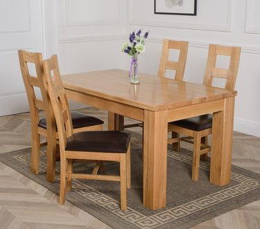 Dakota Medium Oak Dining Table with 4 Yale Oak Chairs