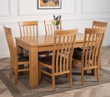 Dakota Medium Oak Dining Table with 6 Harvard Oak Chairs