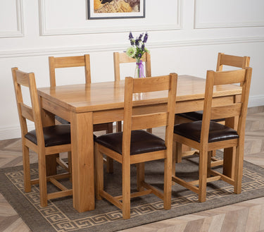 Dakota Medium Oak Dining Table with 6 Lincoln Oak Chairs