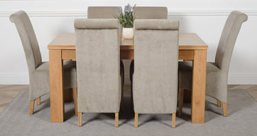 Dakota Medium Oak Dining Table with 6 Montana Grey Fabric Chairs