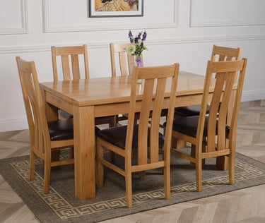Dakota Medium Oak Dining Table with 6 Princeton Oak Chairs