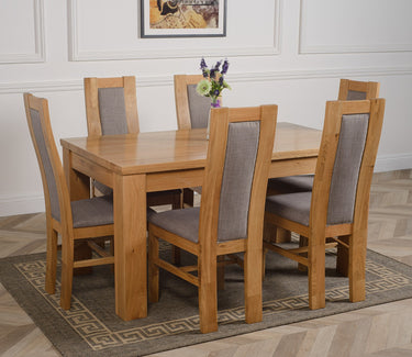 Dakota Medium Oak Dining Table with 6 Stanford Oak Chairs