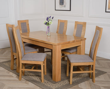 Dakota Medium Oak Dining Table with 6 Stanford Oak Chairs