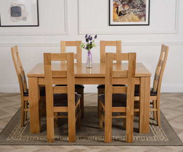 Dakota Medium Oak Dining Table with 6 Yale Oak Chairs