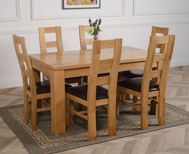 Dakota Medium Oak Dining Table with 6 Yale Oak Chairs