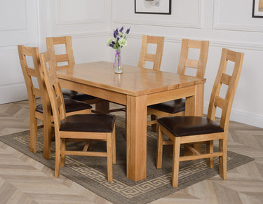 Dakota Medium Oak Dining Table with 6 Yale Oak Chairs