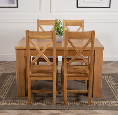 Dakota Small Oak Dining Table with 4 Berkeley Oak Chairs