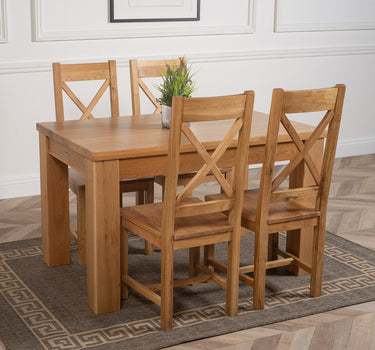 Dakota Small Oak Dining Table with 4 Berkeley Oak Chairs