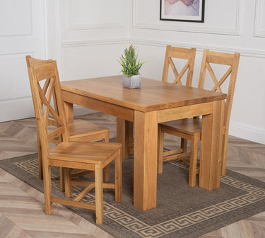 Dakota Small Oak Dining Table with 4 Berkeley Oak Chairs