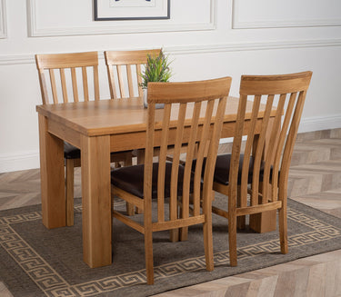 Dakota Small Oak Dining Table with 4 Harvard Oak Chairs
