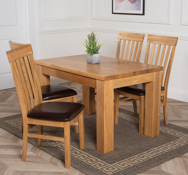 Dakota Small Oak Dining Table with 4 Harvard Oak Chairs