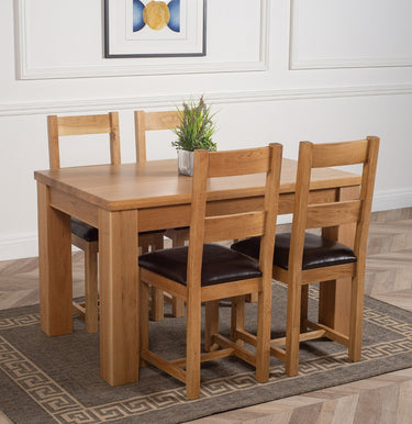 Dakota Small Oak Dining Table with 4 Lincoln Oak Chairs