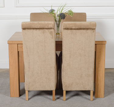 Dakota Small Oak Dining Table with 4 Montana Beige Fabric Chairs