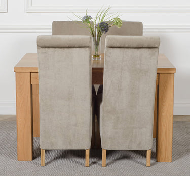 Dakota Small Oak Dining Table with 4 Montana Grey Fabric Chairs