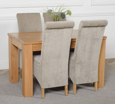 Dakota Small Oak Dining Table with 4 Montana Grey Fabric Chairs