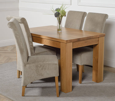 Dakota Small Oak Dining Table with 4 Montana Grey Fabric Chairs