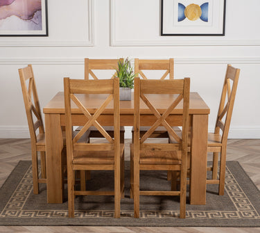 Dakota Small Oak Dining Table with 6 Berkeley Oak Chairs