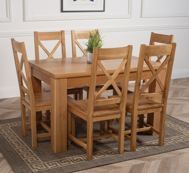Dakota Small Oak Dining Table with 6 Berkeley Oak Chairs