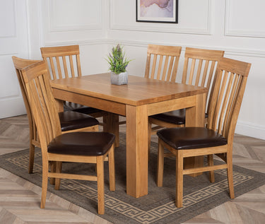 Dakota Small Oak Dining Table with 6 Harvard Oak Chairs