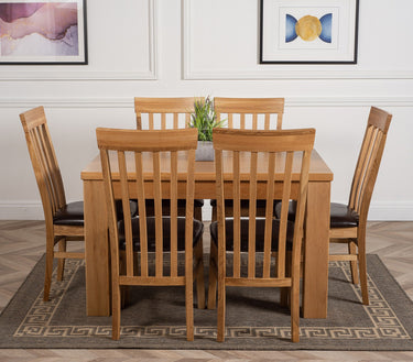 Dakota Small Oak Dining Table with 6 Harvard Oak Chairs