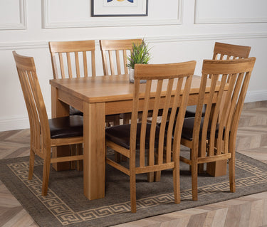 Dakota Small Oak Dining Table with 6 Harvard Oak Chairs