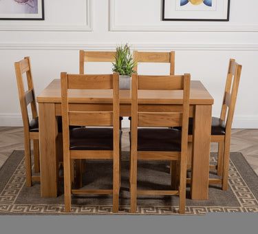 Dakota Small Oak Dining Table with 6 Lincoln Oak Chairs