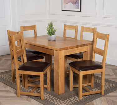 Dakota Small Oak Dining Table with 6 Lincoln Oak Chairs