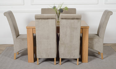 Dakota Small Oak Dining Table with 6 Montana Grey Fabric Chairs