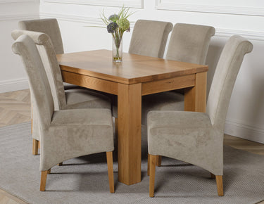 Dakota Small Oak Dining Table with 6 Montana Grey Fabric Chairs