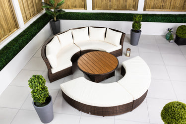 Delphi 3-in-1 Modular Round Sofa Daybed & Dining Set - Brown