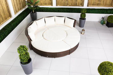 Delphi 3-in-1 Modular Round Sofa Daybed & Dining Set - Brown