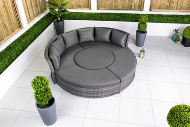 Delphi 3-in-1 Modular Round Sofa Daybed & Dining Set - Grey